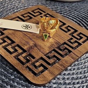 Tory Burch Gold Ring with Green Stone no tag